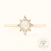 Victoria Ring with 0.41ct oval rose cut diamond and white accent diamonds in recycled gold band