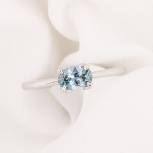 Sara Ring, 0.71ct East West Montana Sapphire, oval shape gemstone
