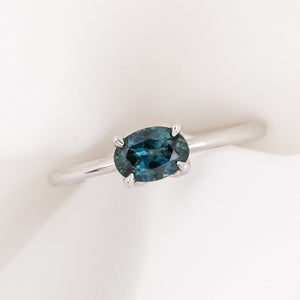 Sara Ring, 0.83ct Ocean East West Montana Sapphire, oval shape gemstone