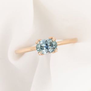 Sara Ring, 0.86ct East West Montana Sapphire, oval shape gemstone
