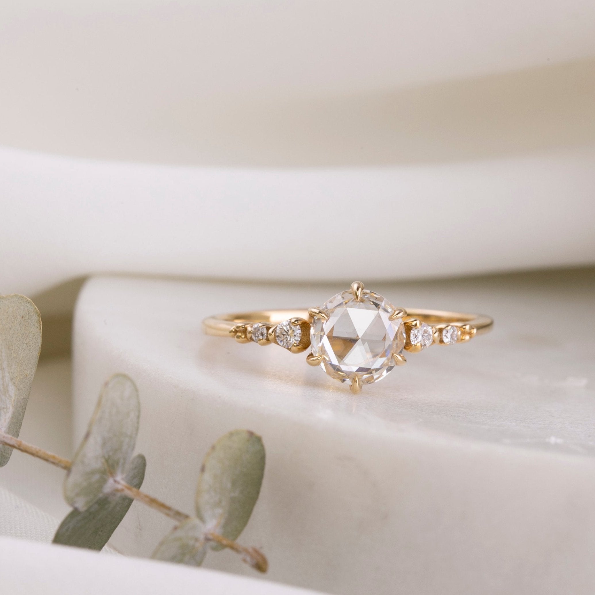 Mila Ring, 1.01ct Rose Cut Diamond, 14k Yellow Gold, GIA Certified (One of a kind)