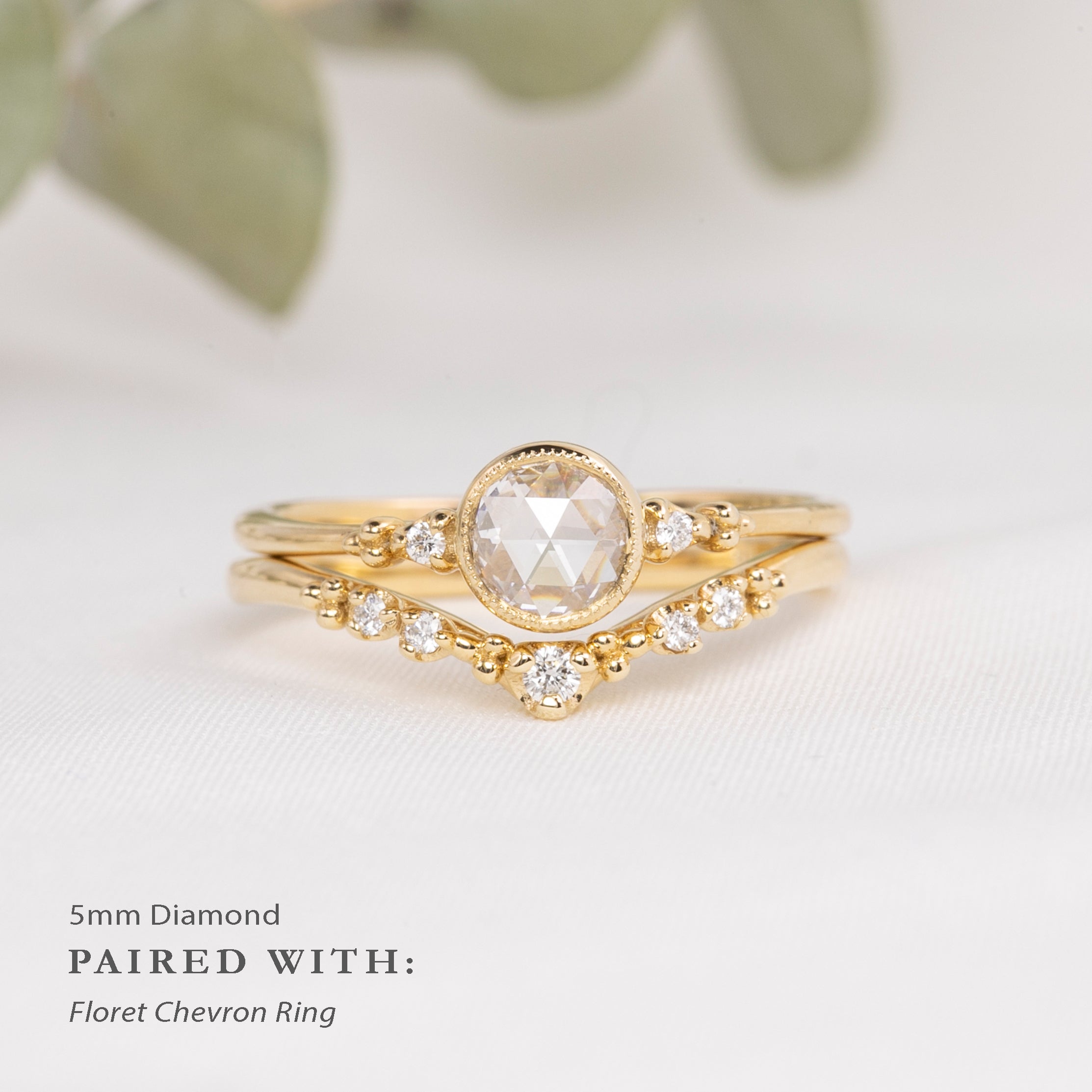 Estel Bezel Ring, Rose Cut Diamond, 14k Yellow Gold (One of a kind)