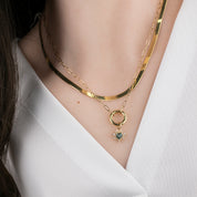 Halo Heart Sapphire Necklace (Charm Option)