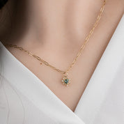 Halo Heart Sapphire Necklace (Charm Option)