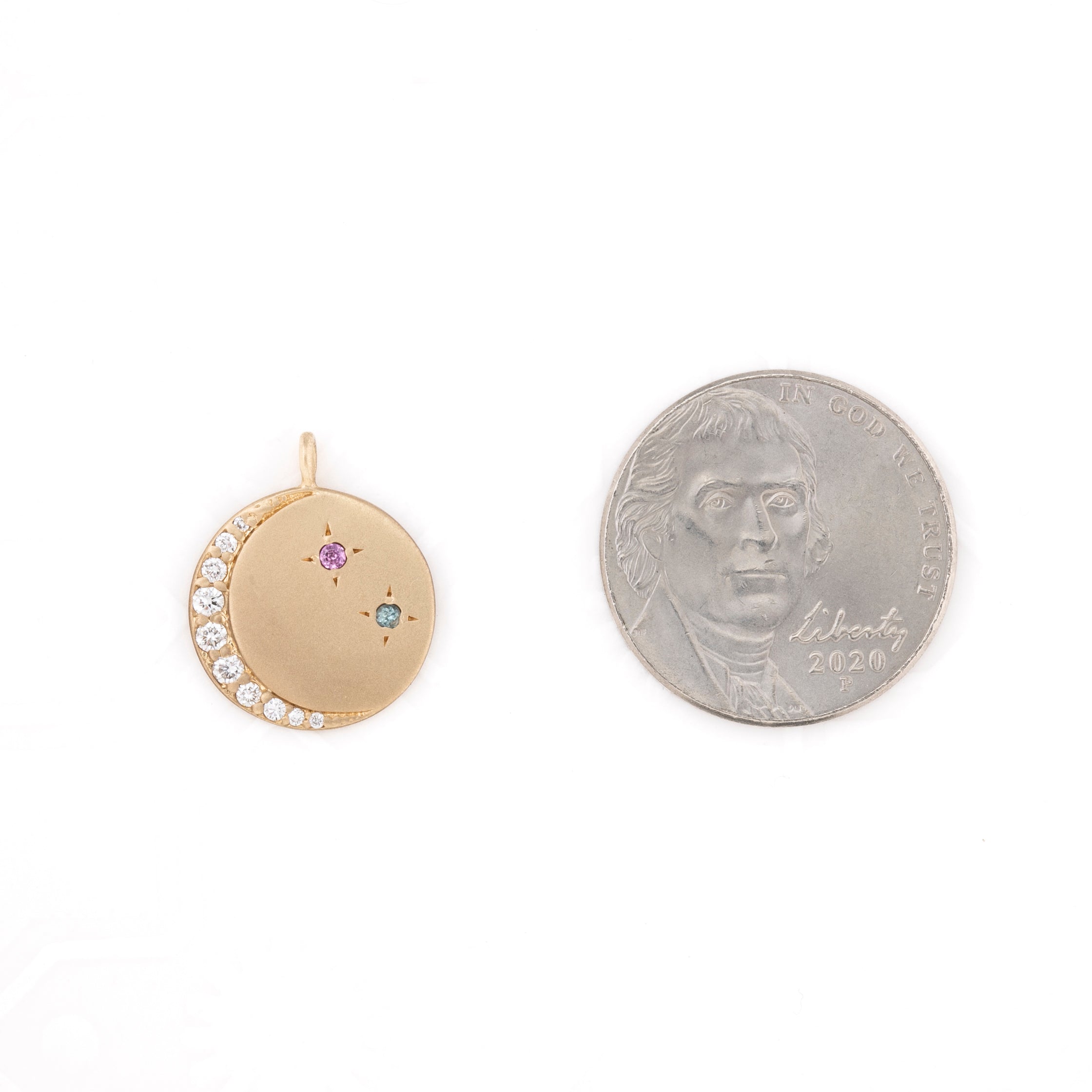 Crescent Birthstone Necklace (Charm Option)
