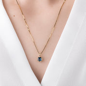 Patia Necklace, Hexagon Montana Sapphire of your choice (Charm Option)