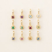 Birthstone Dahlia Charm add-ons in solid 14k gold with ethically sourced genuine gemstones in bezel settings