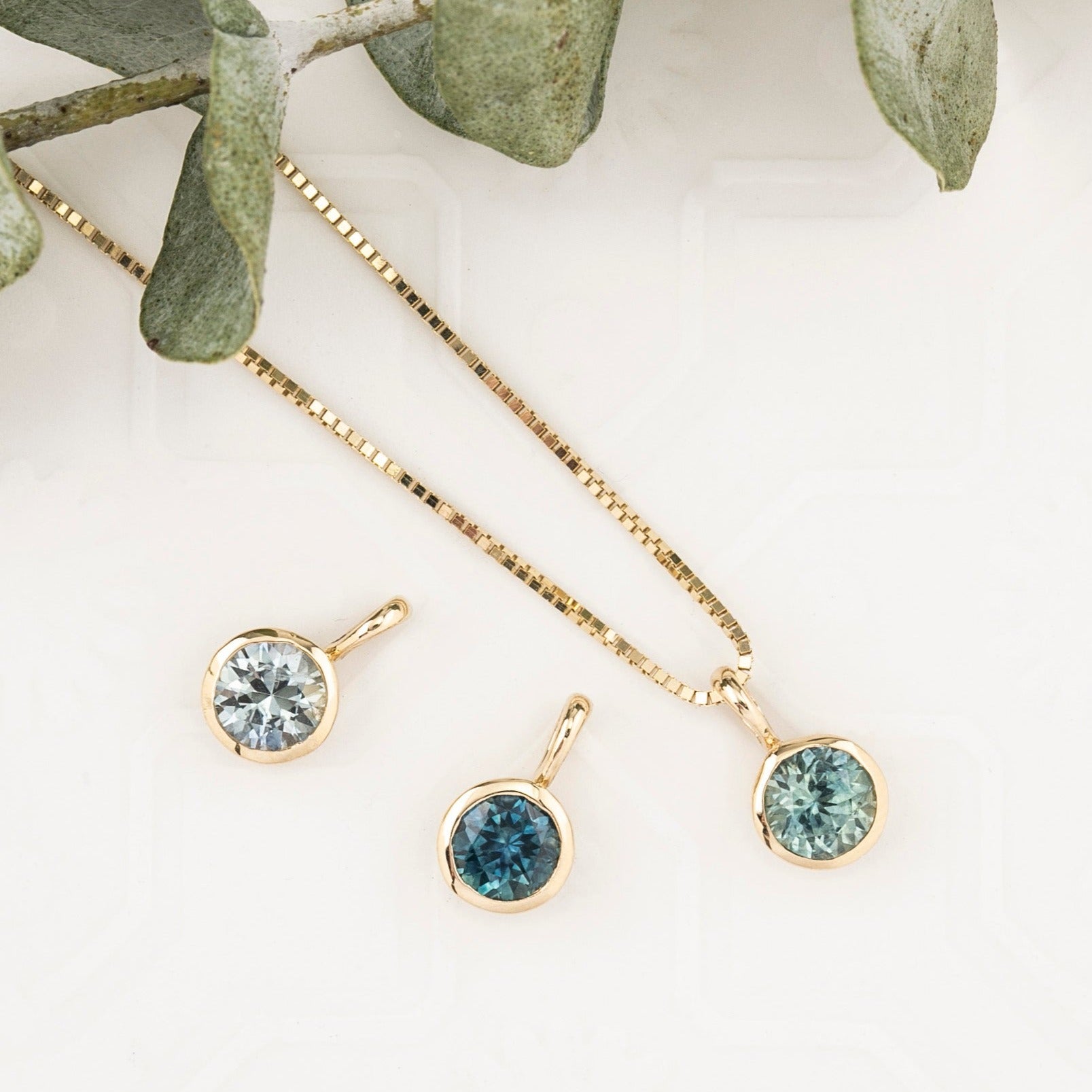 Patia Necklace, Montana Sapphire (Charm Option)