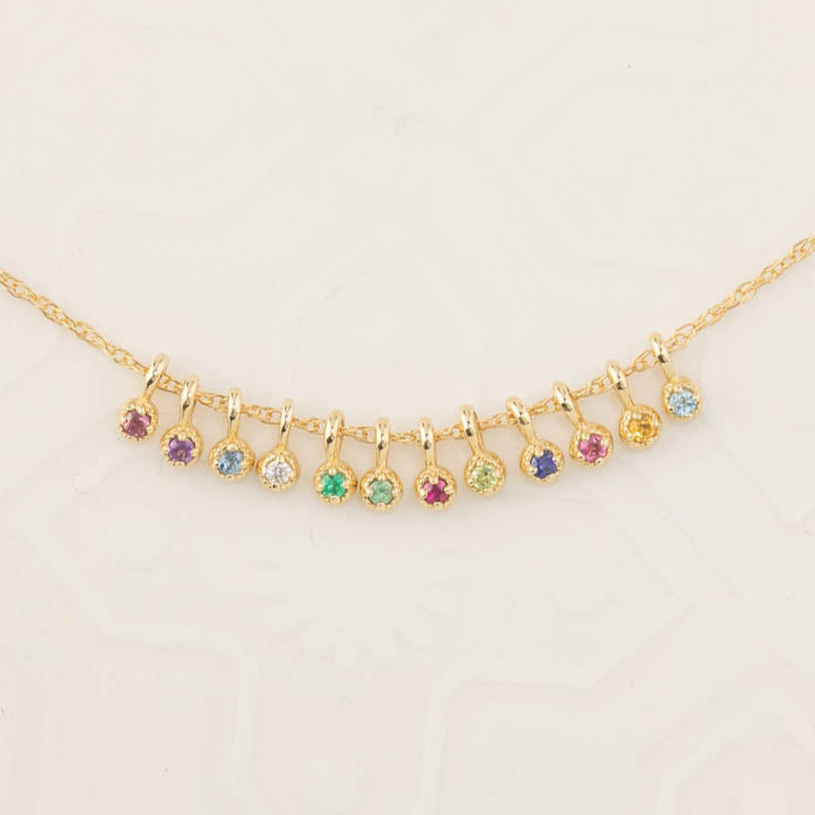 Birthstone Dahlia Charm (Add-ons) necklace featuring authentic, ethically sourced gemstones in solid 14k gold settings