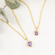 Heart Charm Necklace, Pink Sapphire