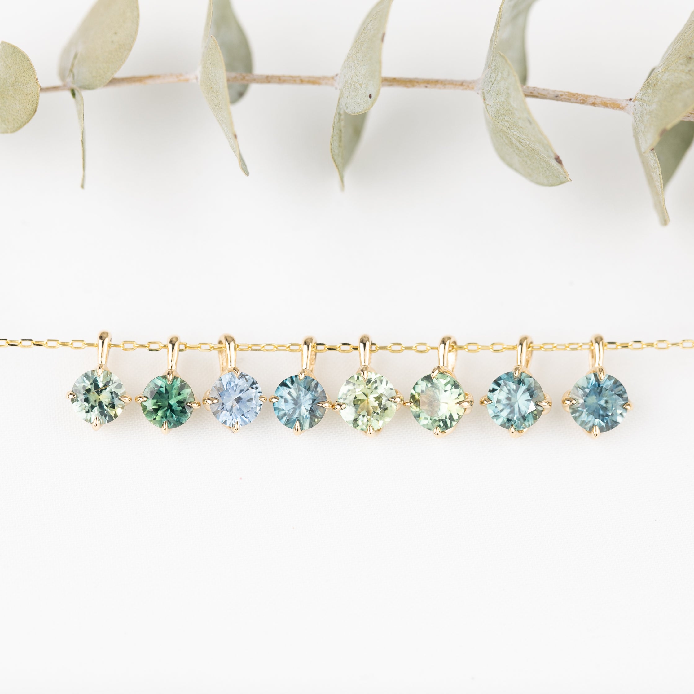 Alice Necklace, Montana Sapphire (Charm Option)