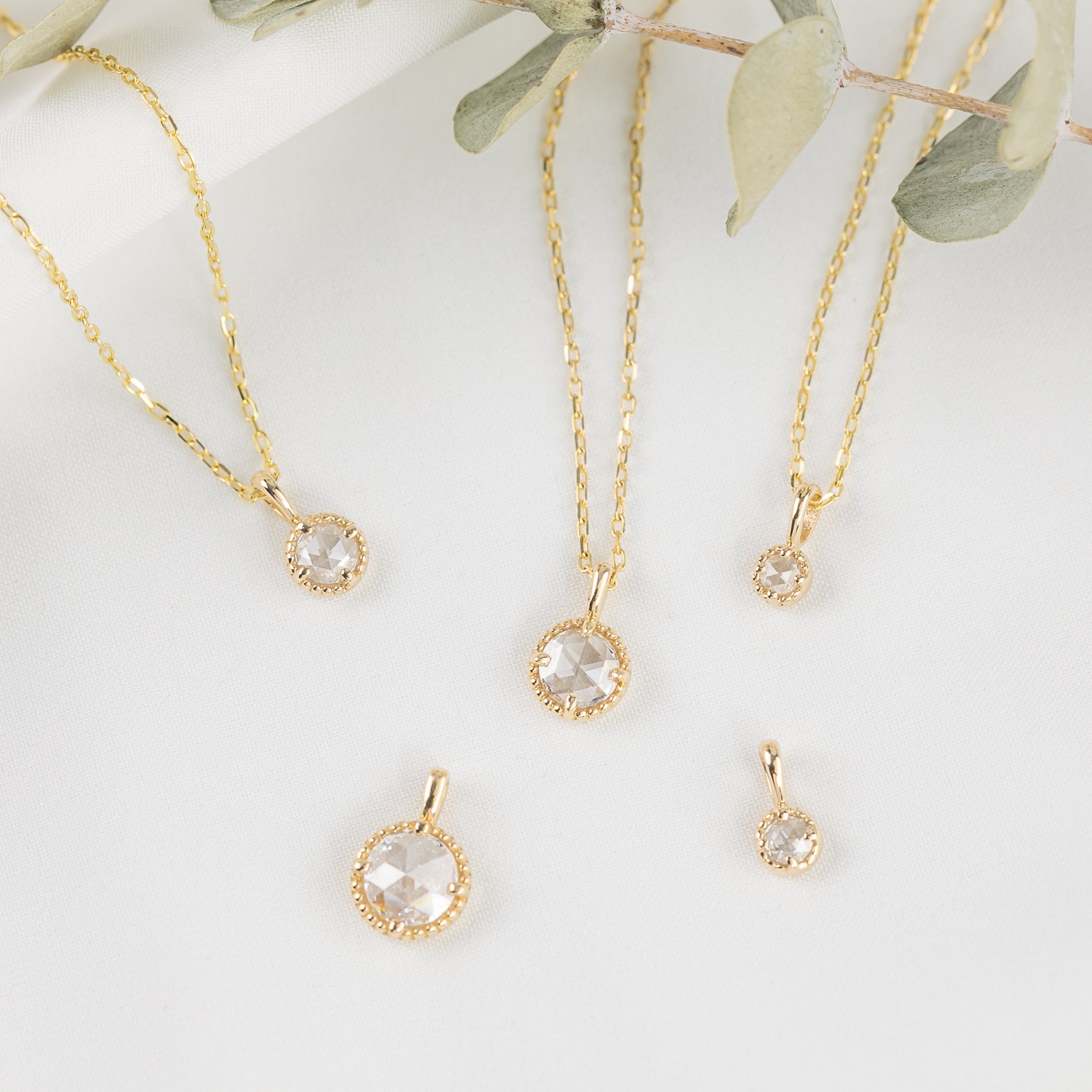 Dahlia Necklace, Natural Rose Cut Diamond (Charm Option)