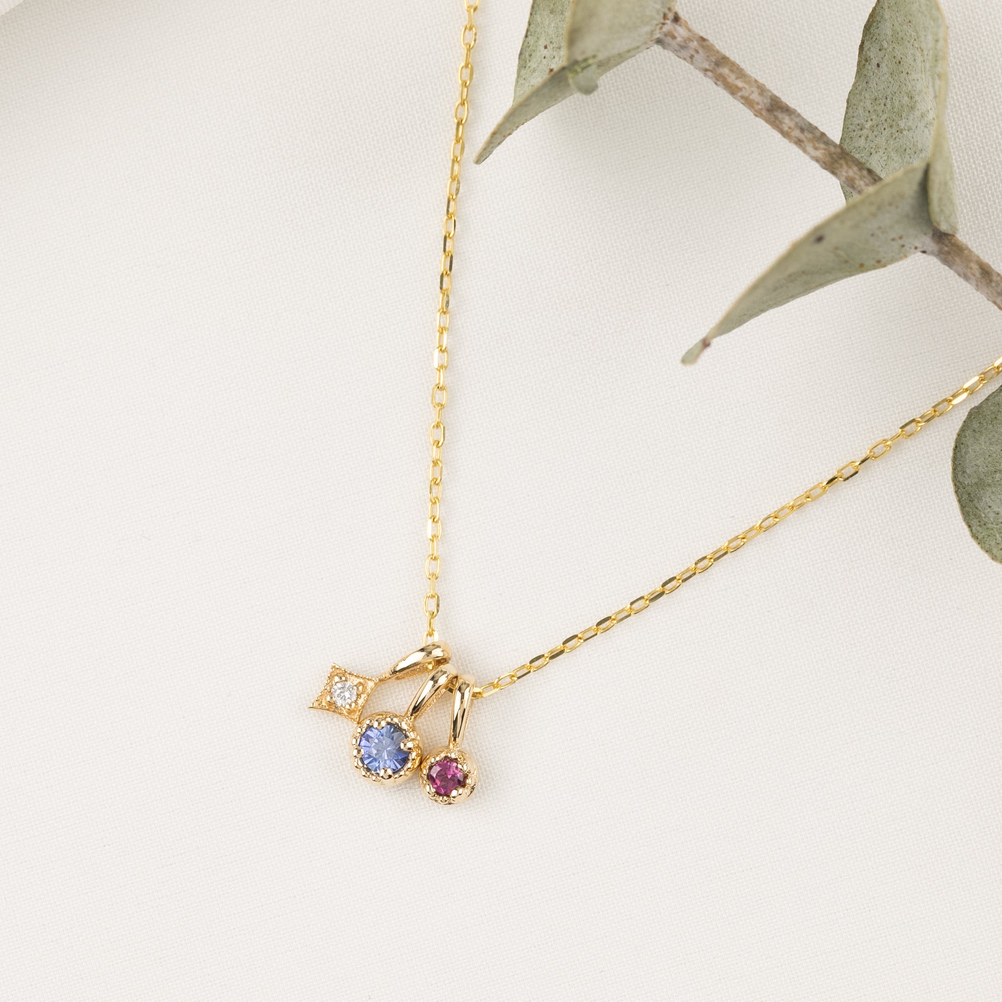 Dahlia Necklace, 3.0mm Birthstone (Charm option)