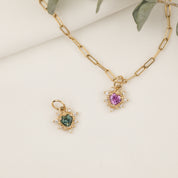 Halo Heart Sapphire Necklace (Charm Option)