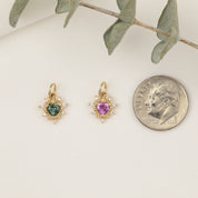 Halo Heart Sapphire Necklace (Charm Option)