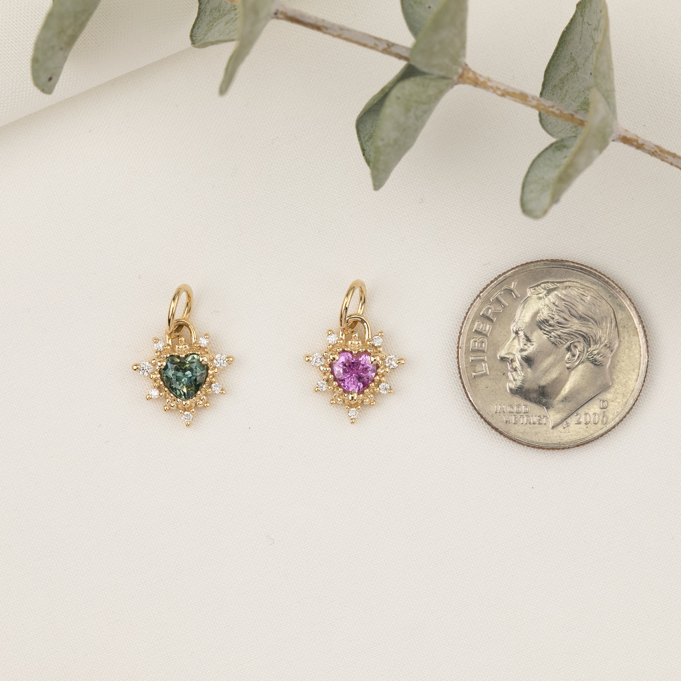 Halo Heart Sapphire Necklace (Charm Option)