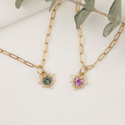 Halo Heart Sapphire Necklace (Charm Option)