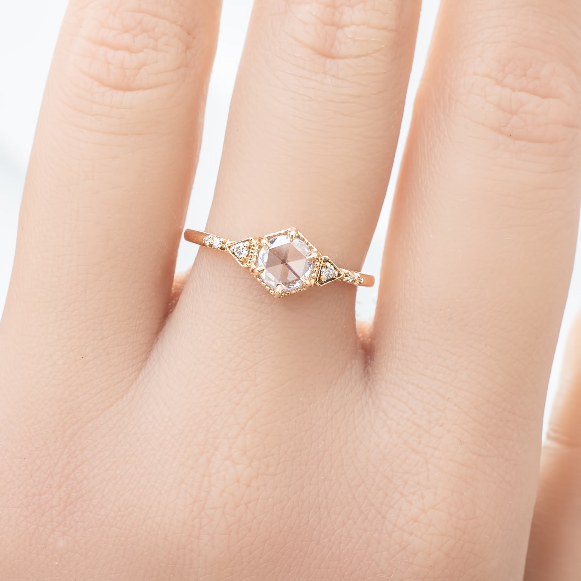 【一点物】アガサリング枠 0.46ct ローズカットダイヤモンド