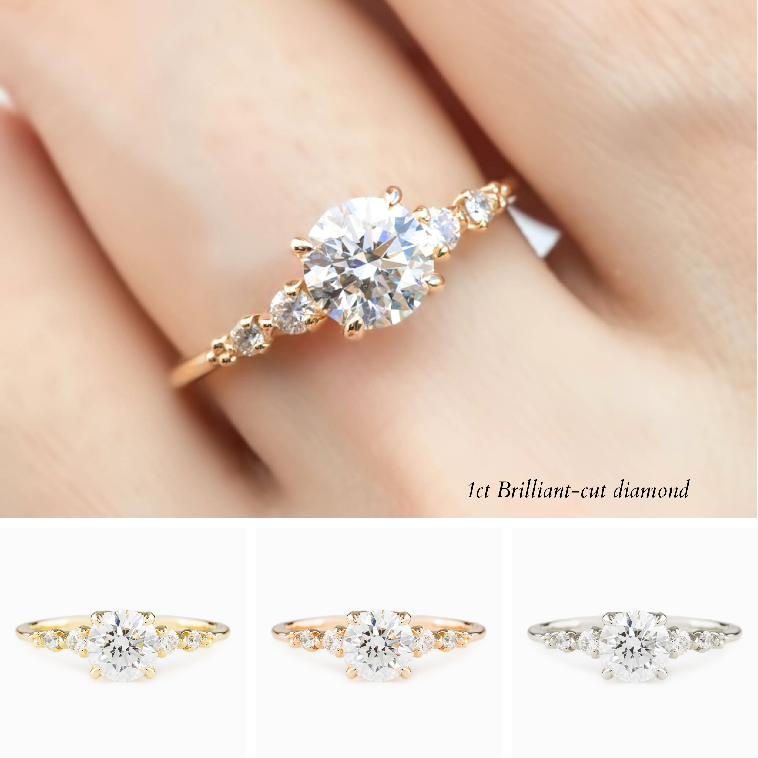 Estel Fleur Four Prongs Round Diamond Ring
