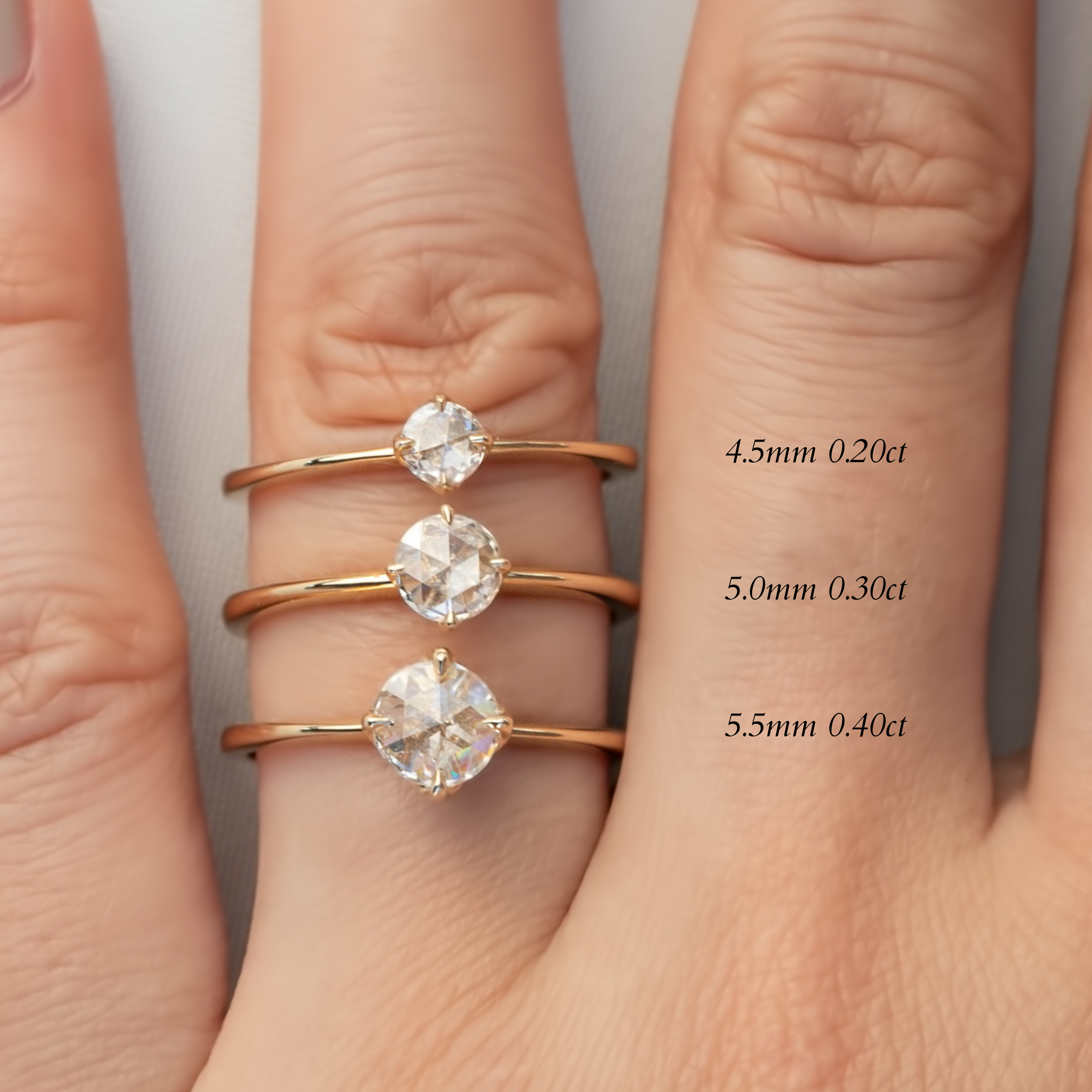 【一点物】アリスリング ラウンドローズカットダイヤモンド 0.3ct