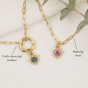 Halo Heart Sapphire Necklace (Charm Option)