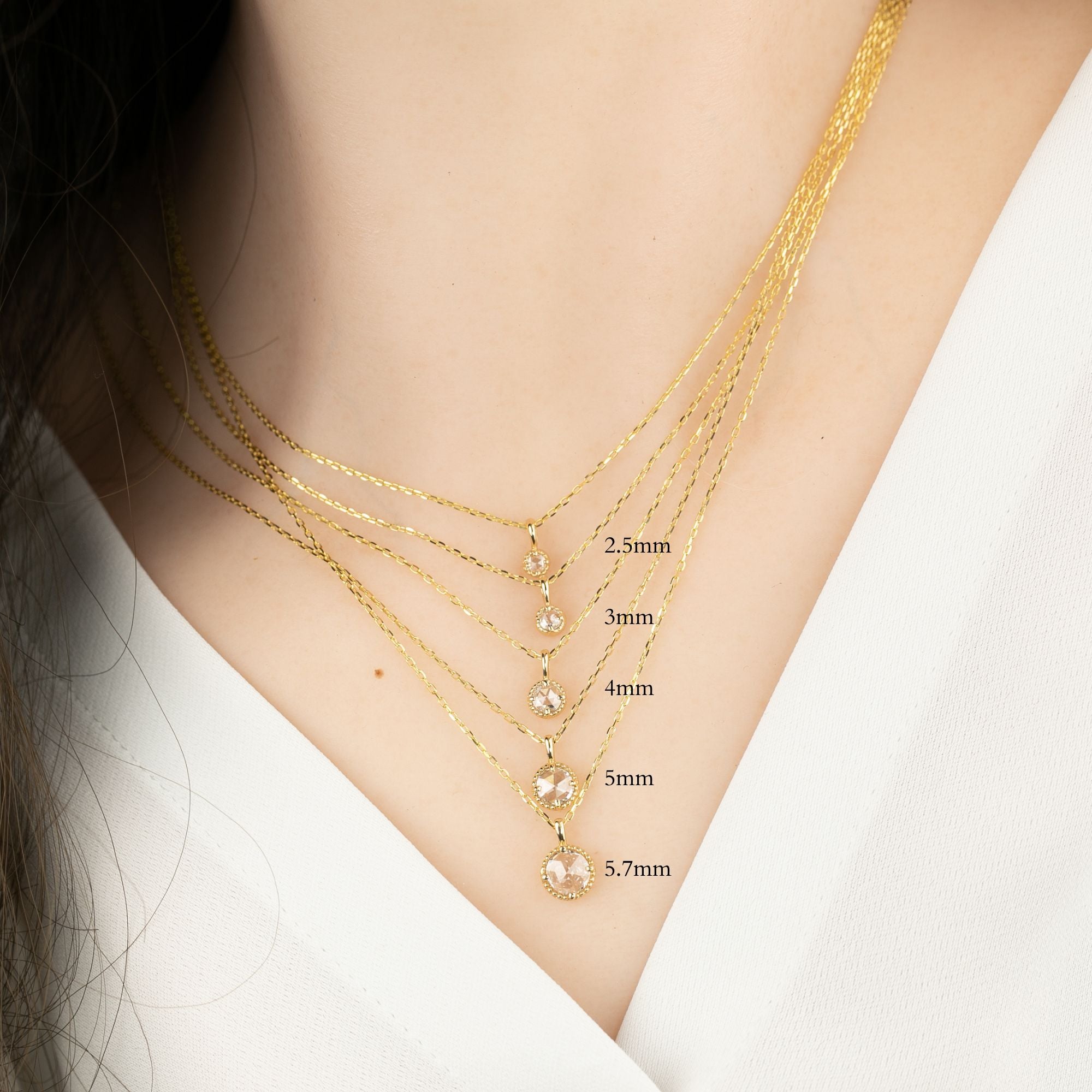 Dahlia Necklace, Natural Rose Cut Diamond (Charm Option)