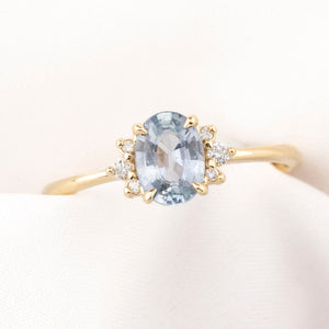 Lena Ring, 0.80ct Blue Madagascar Sapphire, oval shape gemstone