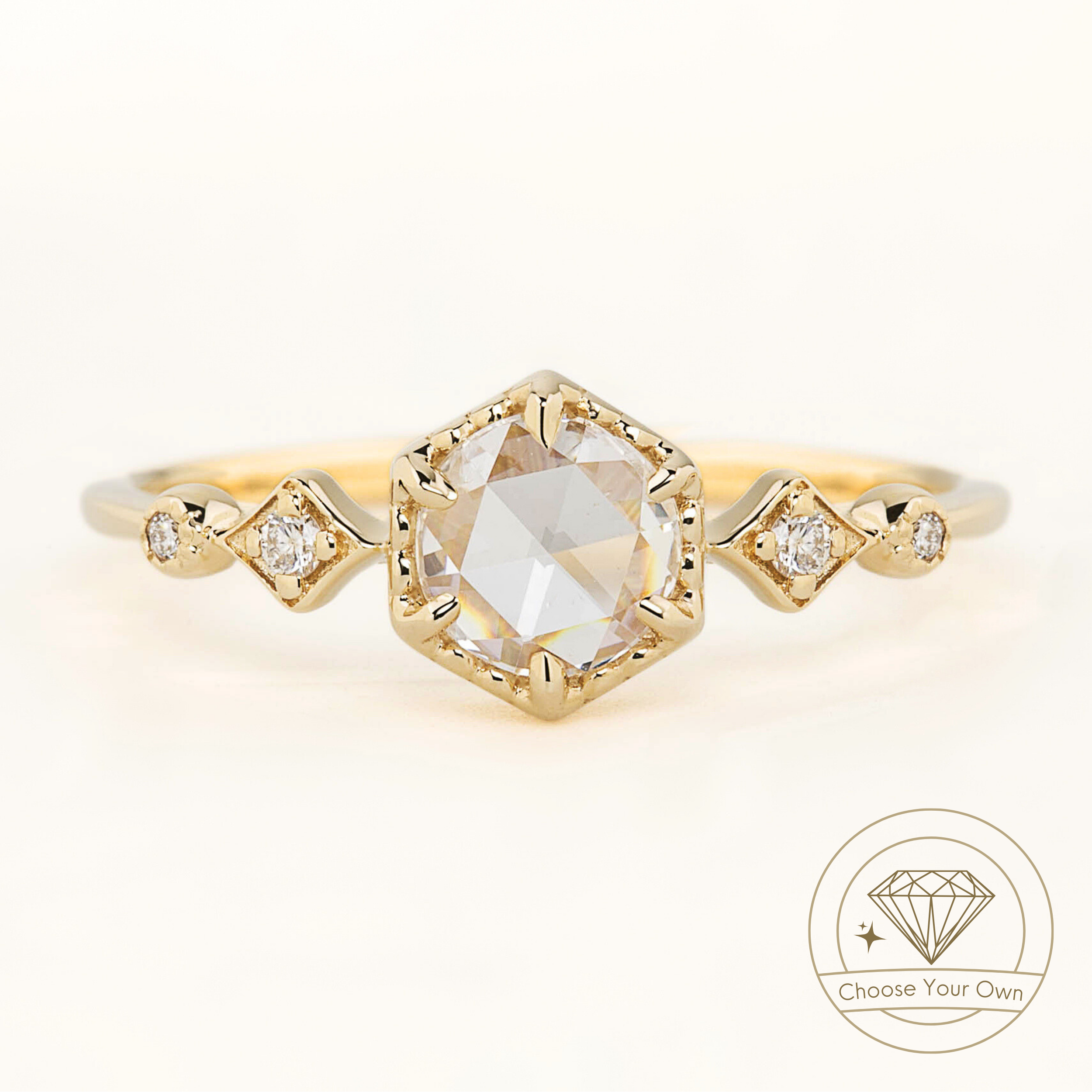Stella Hexagon Round Diamond Ring
