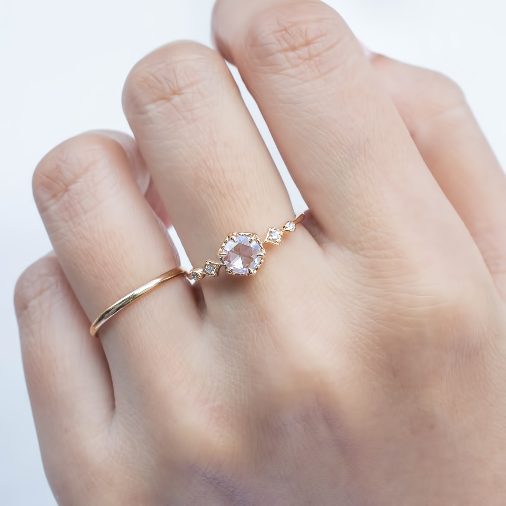 Stella Hexagon Round Diamond Ring