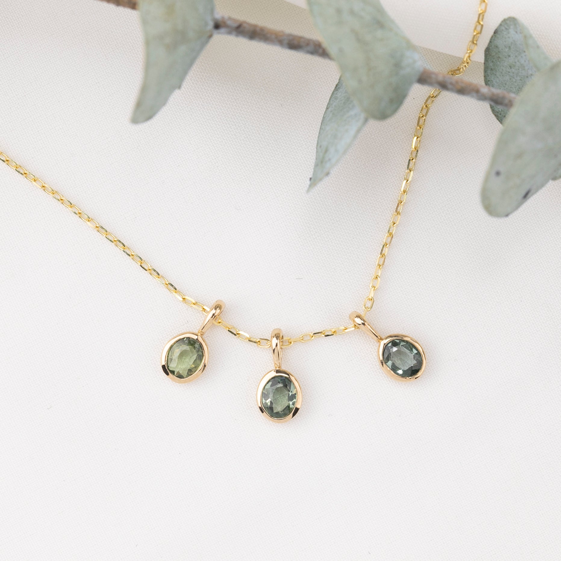 Bezel Set Green Sapphire Charm