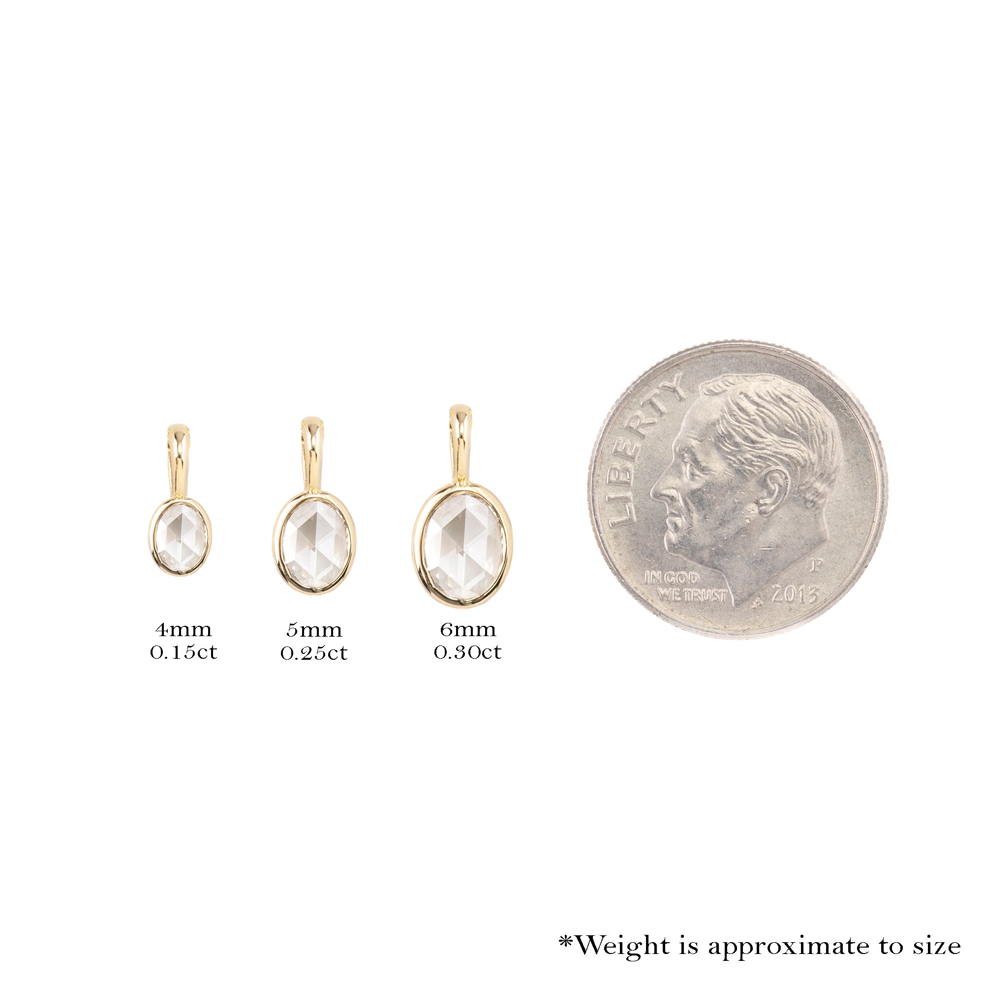 Bezel Set Charm Necklace, Smooth finish, Rose-Cut Diamond (Charm option)