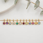Dahlia Necklace, 3.0mm Birthstone (Charm option)