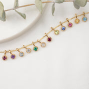 Dahlia Necklace, 3.0mm Birthstone (Charm option)