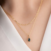 Dahlia Necklace, Pear-Cut Sapphire (Charm Option)