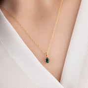 Dahlia Necklace, Pear-Cut Sapphire (Charm Option)