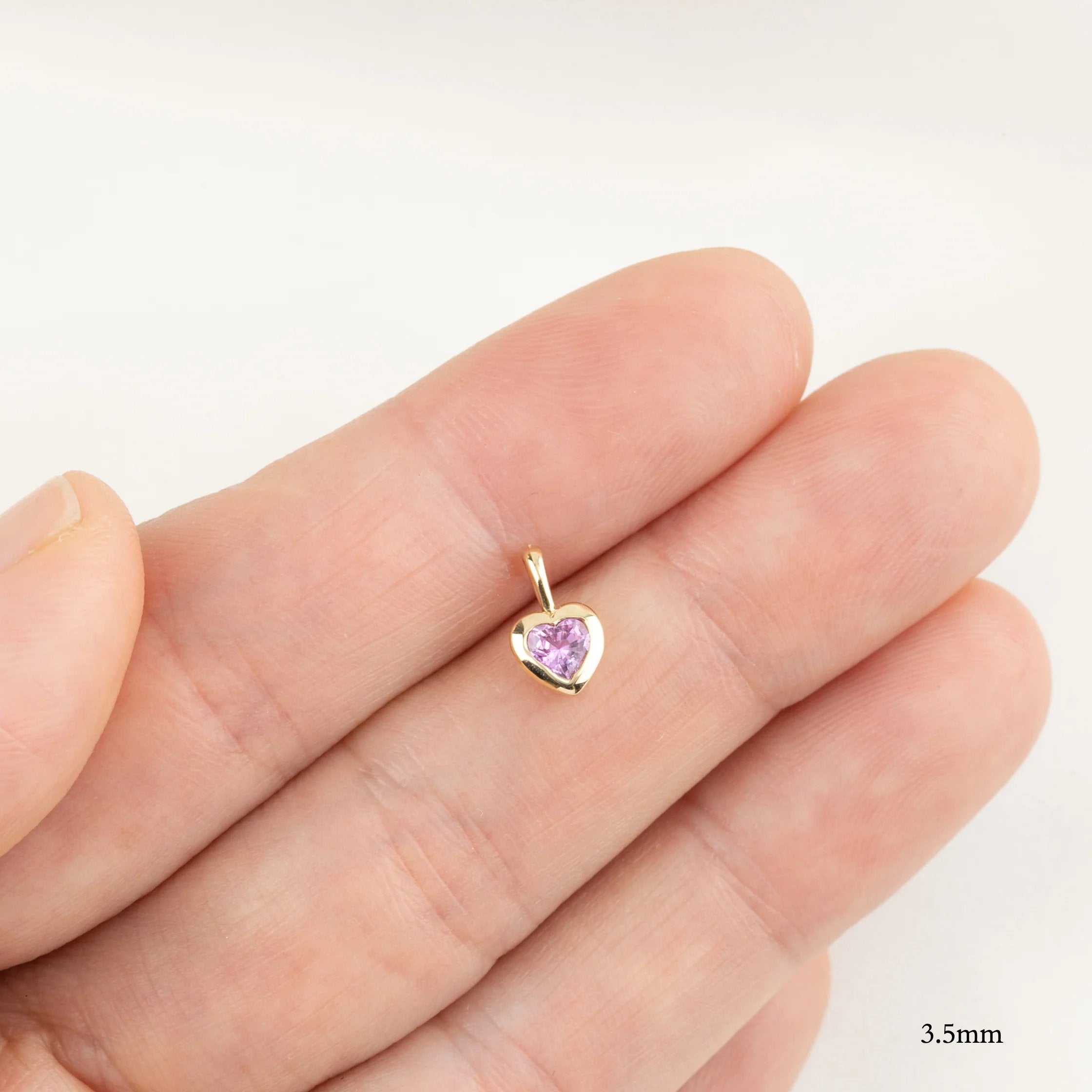 Heart Charm Necklace, Pink Sapphire