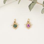 Halo Heart Sapphire Necklace (Charm Option)