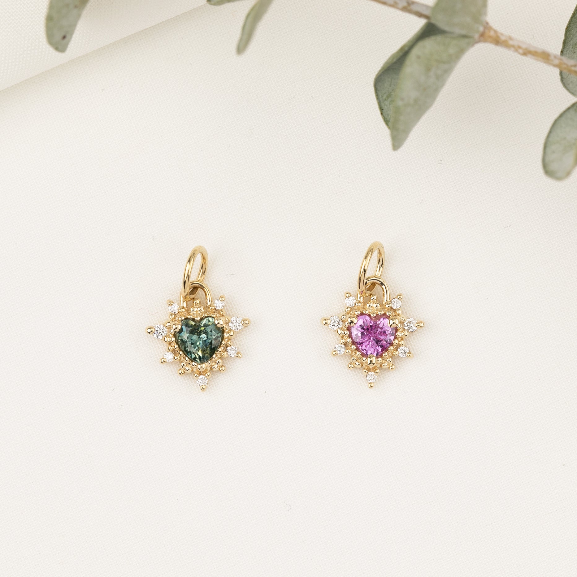 Halo Heart Sapphire Necklace (Charm Option)