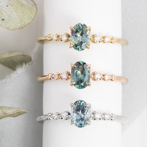 Estel Fleur Ring, 0.60ct Montana Sapphire, oval shape gemstone