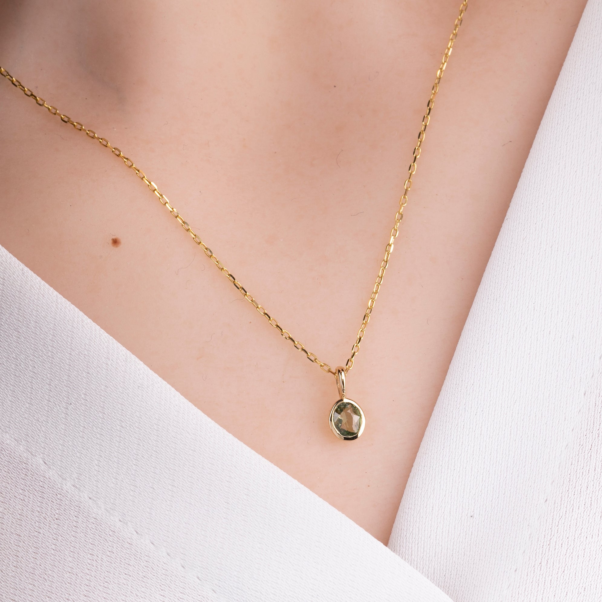 Bezel Set Green Sapphire Charm