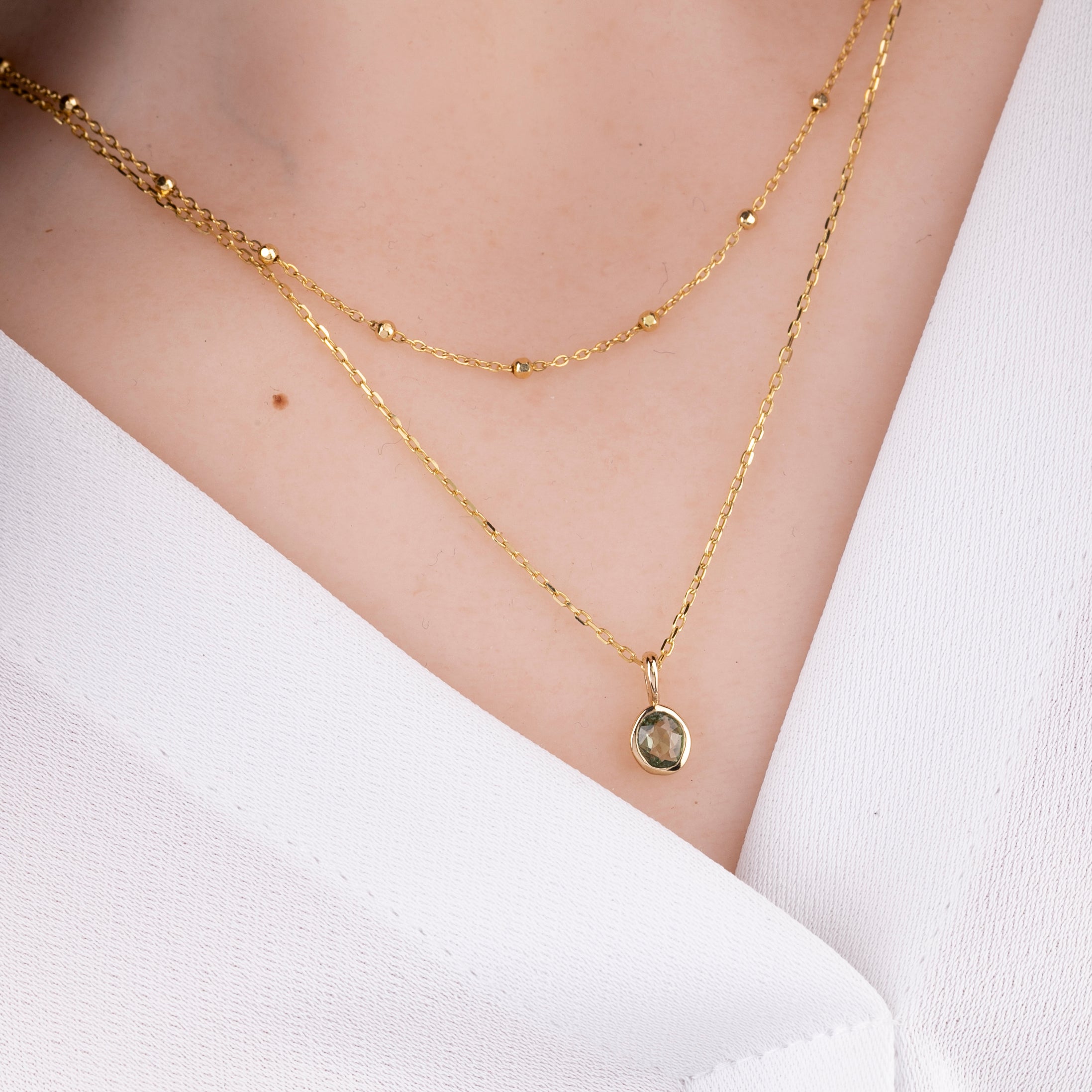 Bezel Set Green Sapphire Charm