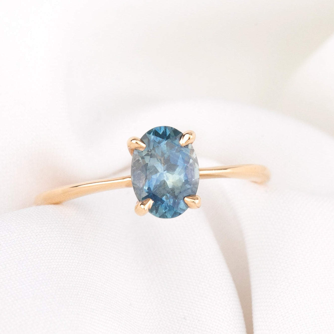 Nina Ring 1.30ct Blue Montana Sapphire, 14k Rose Gold (One of a