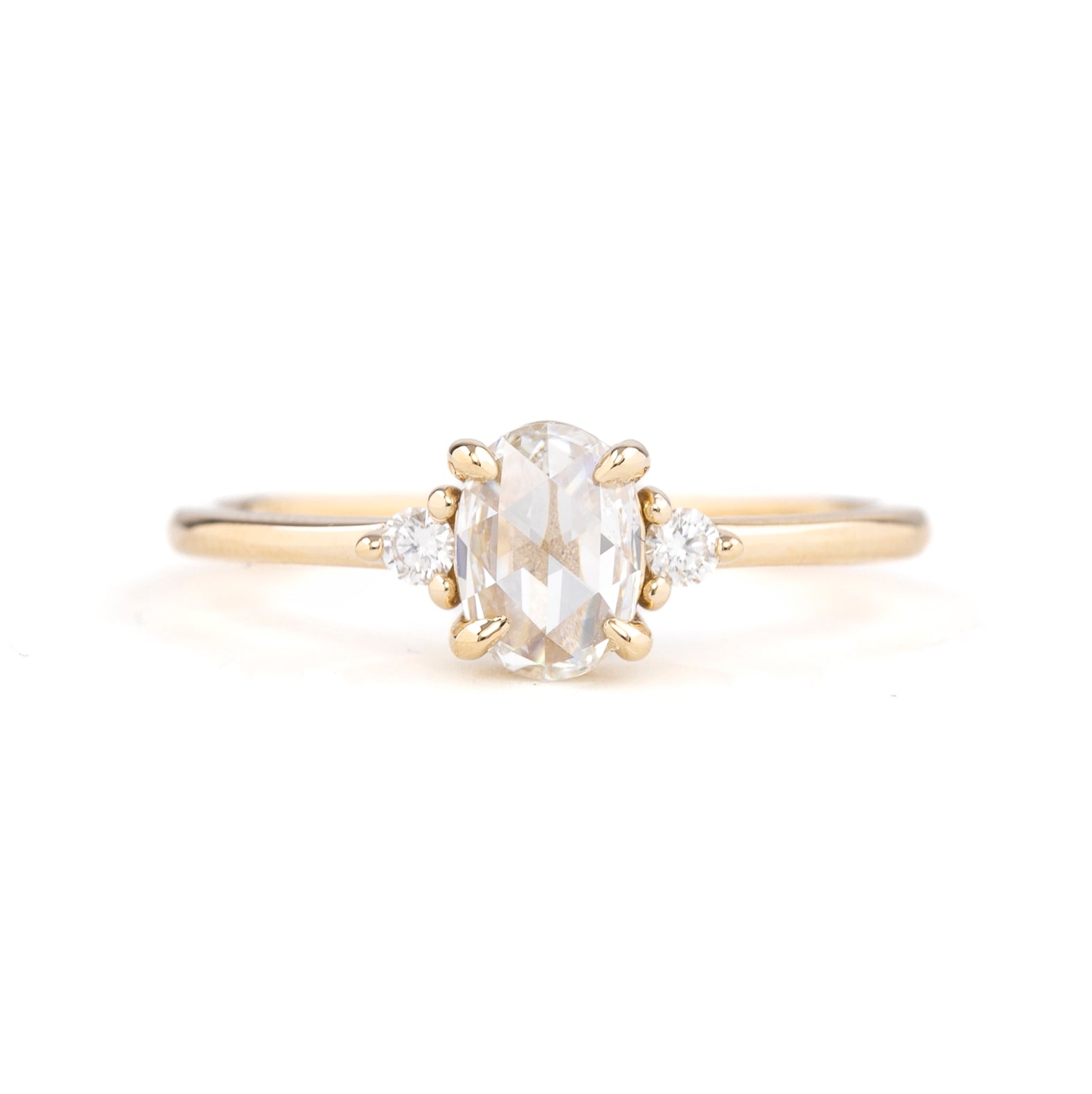 Emilie Ring 0.50ct Oval Rose Cut Diamond, 14K Yellow Gold