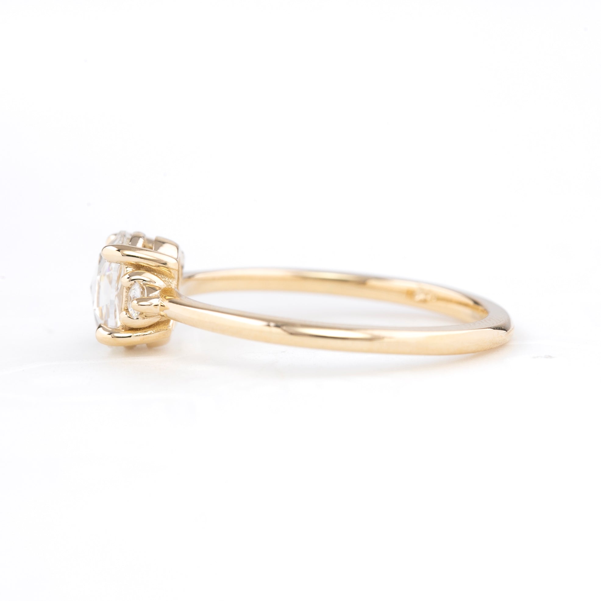 Emilie Ring 0.50ct Oval Rose Cut Diamond, 14K Yellow Gold