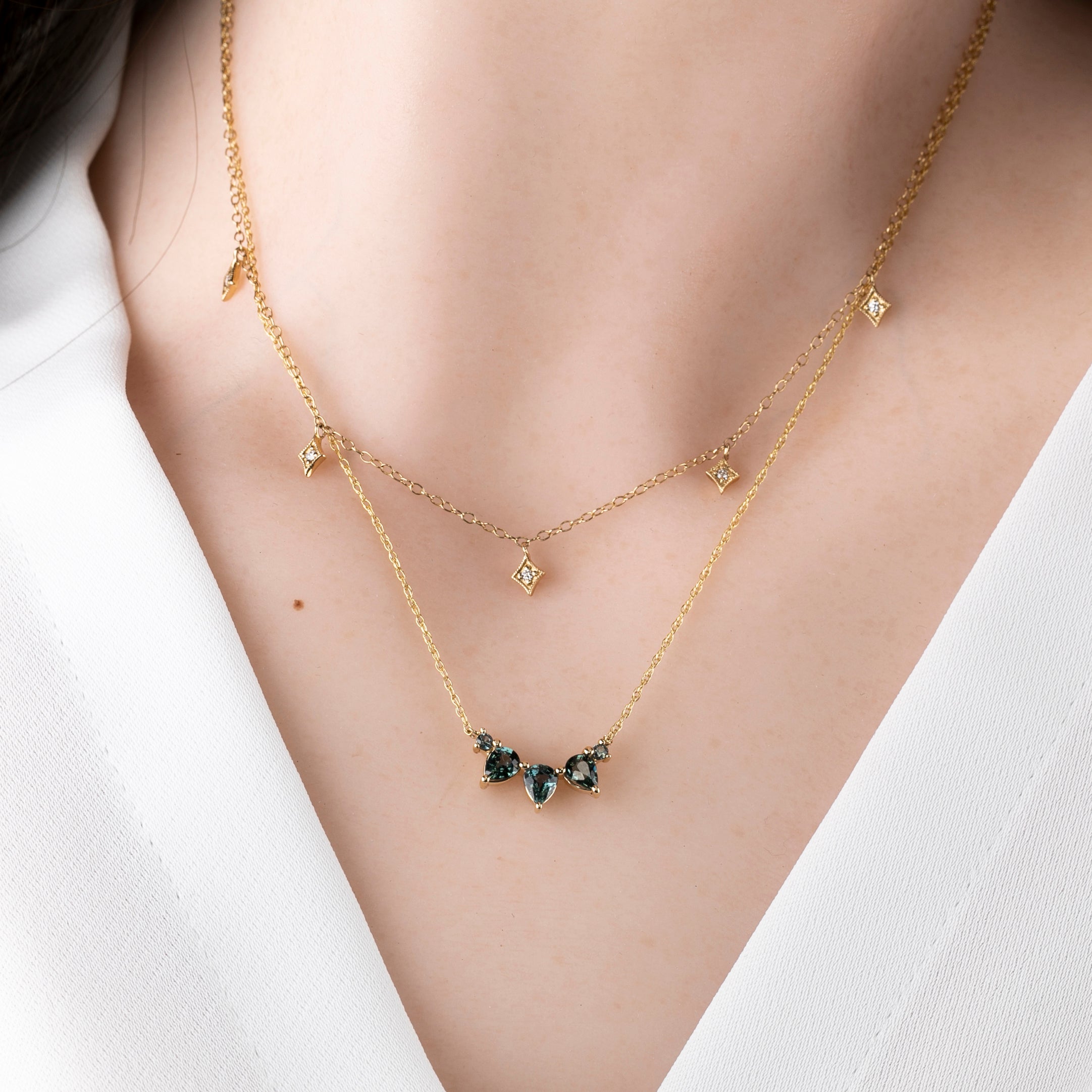 Gloria Necklace, Teal Blue Sapphire