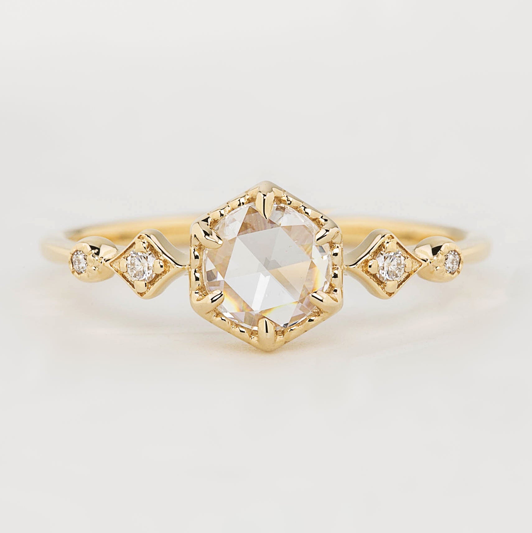 Stella Hexagon Round Diamond Ring
