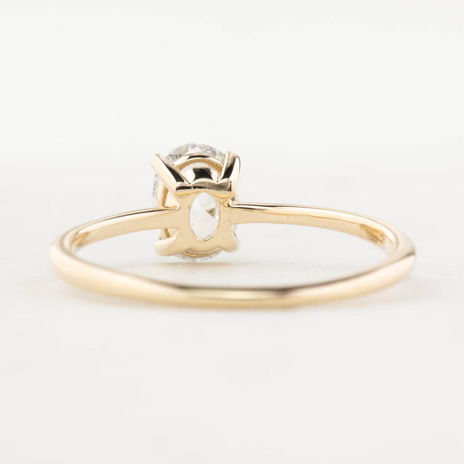 Nina Ring with 0.48ct oval rose-cut diamond set in recycled 14k yellow gold, handmade and one of a kind