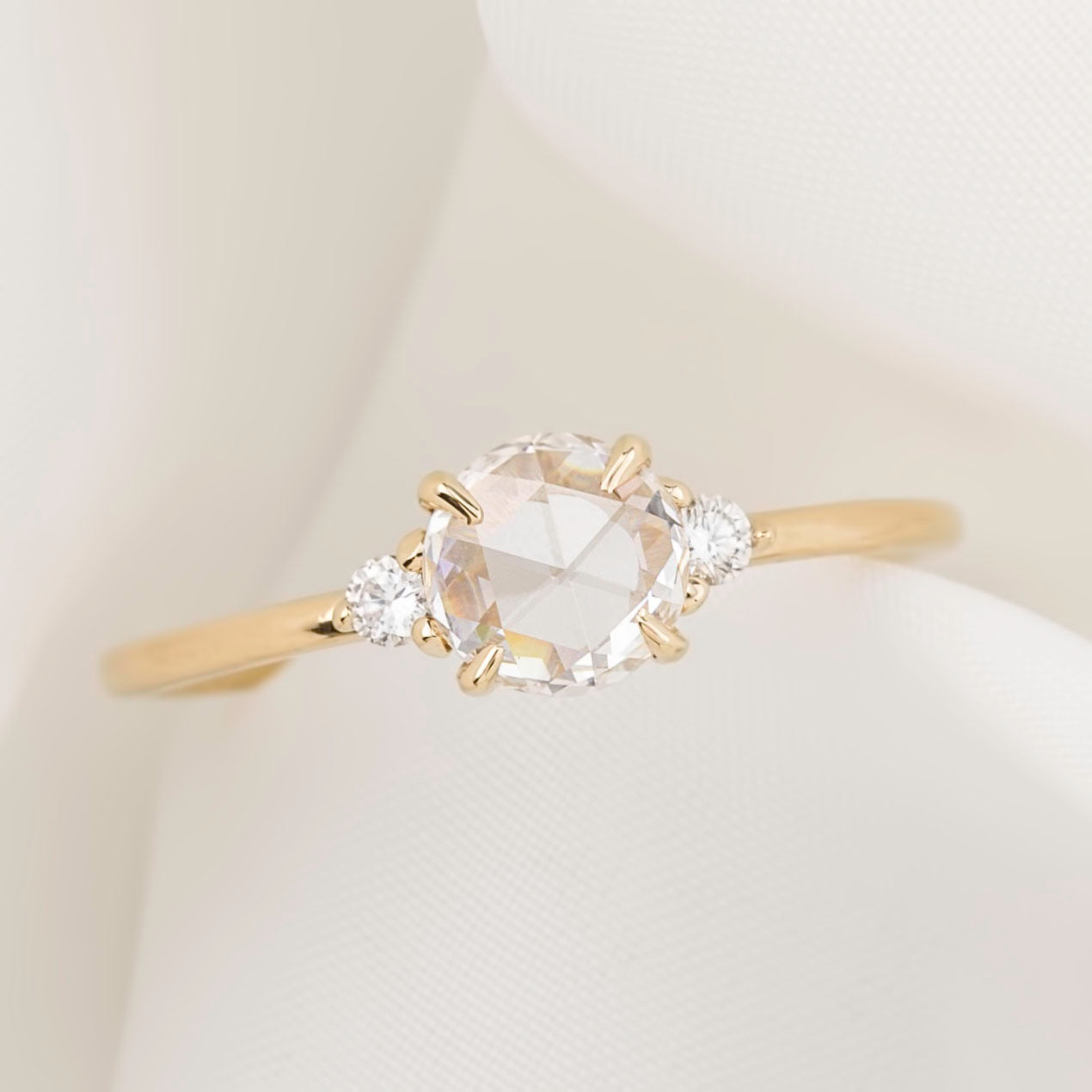 Emilie Ring, 0.50ct Round Rose Cut Diamond, 14k Yellow Gold