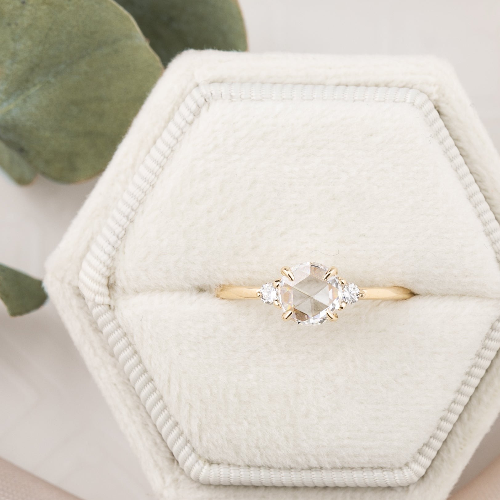 Emilie Ring, 0.50ct Round Rose Cut Diamond, 14k Yellow Gold