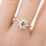 Victoria Ring, 0.49ct Oval Rose Cut Diamond, 14K Yellow Gold (One of a kind)